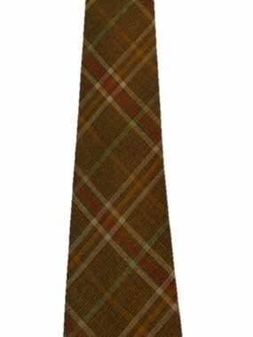 Vintage Tartan Wool Tie Classic Necktie Mens Brown